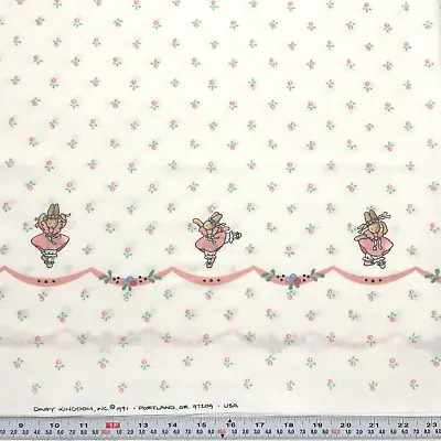 Vintage 1991 Daisy Kingdom Ballerina Bunny On White Cotton Blend Fabric 1.5 Yard • $36