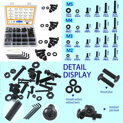 HVDHYY 1180pcs Nut And Bolt Set M2 M3 M4 M5 Round Head Machine Screws & C  • £23.29