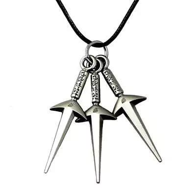 NARUTO NECKLACE Triple Kunai 3 Dagger Pendant Minato Ninja Anime Leaf Village • £8.63