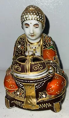 Porcelain Buddha Figurine Moriage Moriyama Incense Burner 4.5” • $41.50