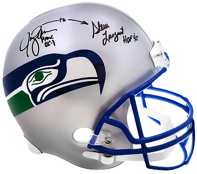 Steve Largent & Jim Zorn Autographed Seahawks Throwback 83-01 Full Size Helmet • $299