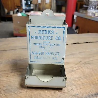 Antique Berks Furniture Redding PA Advertisment Tin Match Safe Holder • $59.99