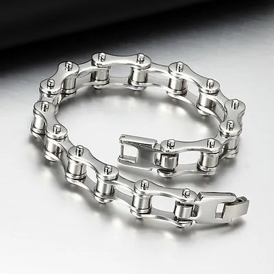 Punk Stainless Steel Bracelet Men Biker Bicycle Motorcycle Chain Bracelets T-qe • $7.36