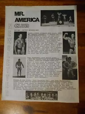 MR AMERICA CLUB NEWSLETTER Bodybuilding Muscle Booklet STEVE MICHALIK 1972 • $12.50