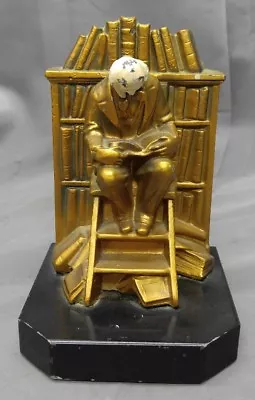 Antique Old Vintage Spelter Bookend Scholar Reader Figure Library  • $48