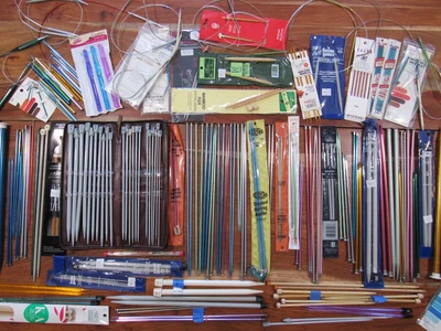 $98 • Buy Large Lot KNITTING NEEDLES & Crochet Hooks - Metal Wood Circular Double Point #2