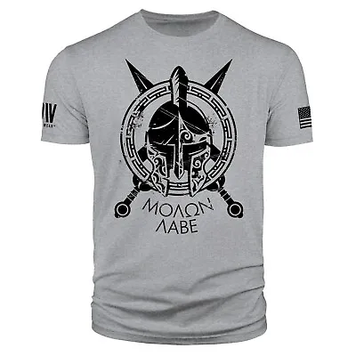 Mens American Flag Spartan Warrior Molon Labe Military Short Sleeve T Shirt • $23.95