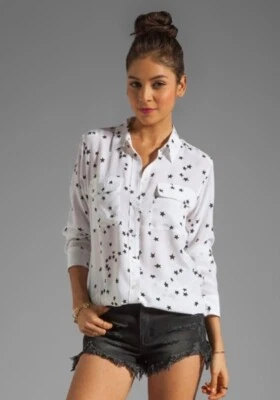 £80 • Buy Equipment Star White Silk Shirt / Blouse Bnwot Kate Moss