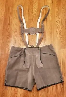 Men Leather Lederhosen Size: Waist 40  Length 17  Germany Deer Unworn Vintage • $36.99