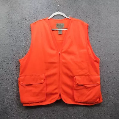 LL Bean Hunting Vest Mens XL Neon Orange Vintage 0GT12 Visibility • $34.99