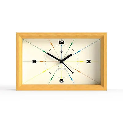 Mantel Clock Light Oak Wood Modern Colourful Dial No Tick Silent Sweep Newgate • £24.95