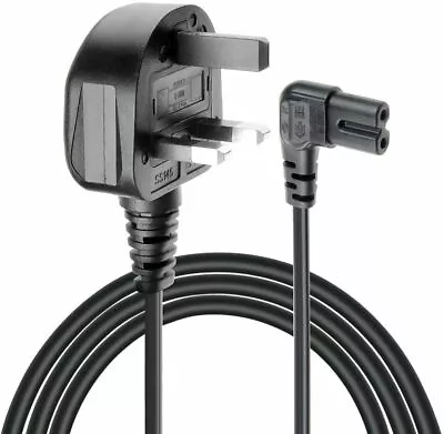 Samsung LED 4k UHD Flat Screen TV Mains Angled Power Lead Cable Long Black- 3M • £7.79