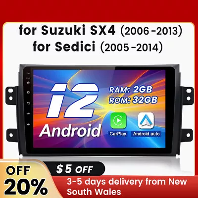 Android 12 RDS Head Unit 9 Car Radio For SUZUKI SX4 2006-2013 Stereo GPS BT WIFI • $221.39