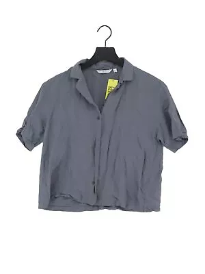 Uniqlo Women's Shirt XS Grey Viscose With Linen Short Sleeve Collared Basic • £14.50