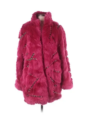 2018 MOSCHINO X H&M Hot Pink Faux Fur Coat With Chain - S  • $350