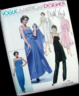 Vintage Vogue EDITH HEAD Designer Pattern UNCUT Gown Tunic Pants Shawl 34 B GLAM • $28