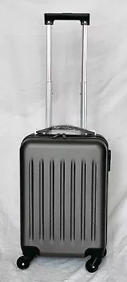 4 WHEEL CABIN LUGGAGE/SUITCASE Telescopic Handle HARD SHELL 50cm High GREY Vgc • £14.99