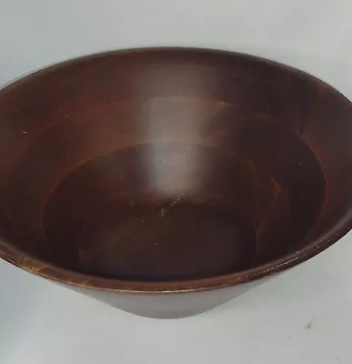 Vintage Walnut Mid Century Vermillion Real Salad Serving Bowl 12  X 5   USA MCM • $11.99