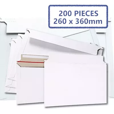200x 300gsm B4 260 X 360mm Semi Rigid White Hard Envelope Tough Bag Replacements • $88.30