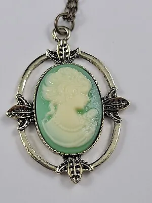 New Vintage Style Bronze Vampire Diaries Katherine Green Cameo Pendant Necklace • $12.99