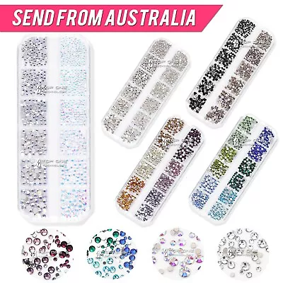 Deluxe Flatback Rhinestones W/ Box Clear AB Blue Violet Gold Nail Art Gems Decal • $8.50