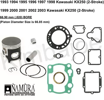 1993-2003 Kawasaki KX 250 Listed 66.90 Mm (.020) BORE Namura Piston Kit Rebuild • $111.34