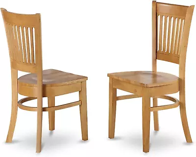 VAC-OAK-W Vancouver Kitchen Dining Slat Back Wooden Seat Chairs Set Of 2 • $194.99
