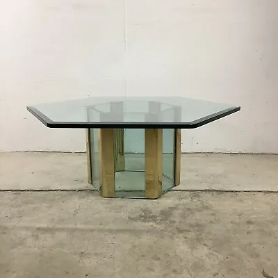 Mid-Century Brass And Glass Coffee Table After Leon Rosen For Pace Collection • $650