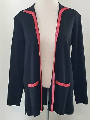 Black Exclusively Misook Cardigan Sweater With Pockets Acrylic Size Small  • $29