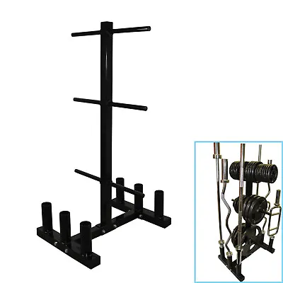 Olympic Barbell And Weight Plate Storage Rack - Home Gym - Store All Types Plate • $99.95