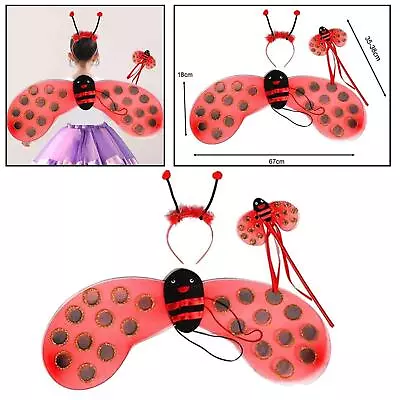 Kids Ladybird Costume Girls Halloween Ladybug Cosplay Costume Kits Fancy Dress • £7.19