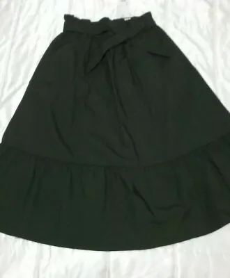 $34 • Buy NWT Uniqlo Size M Medium High Waist Ribbon Frill Skirt Dark Green W28-29inch 