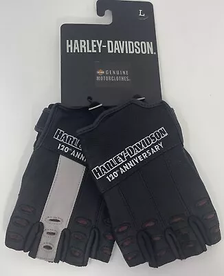 NEW Harley Davidson 120th Anniversary True North Fingerless Leather Gloves Large • $54.99