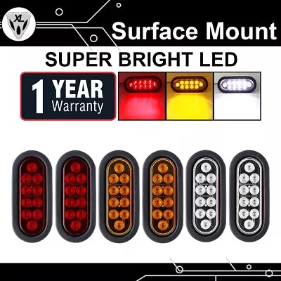 $51.12 • Buy 6 X 10 LED Oval Tail Light Kits Bus Van Caravan Trailer Truck RV Amber Red White