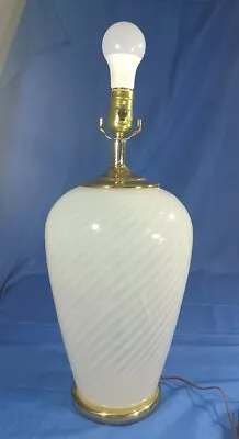  Vtg  Mid-Century  Italian Murano Glass Ginger Jar Table Lamp White Swirl 1970s  • $199.95