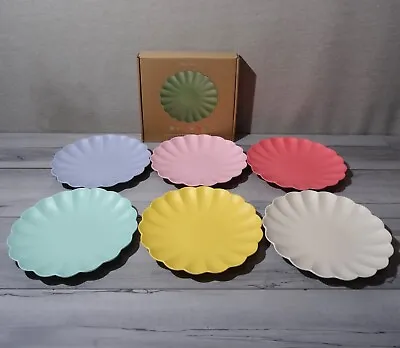 Meri Meri Set Of 6 Rainbow Bamboo Fibre Reusable Dinner Plates IOB • $24.99