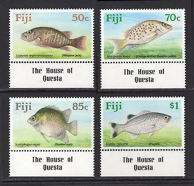 M10171 Fiji 1990 SG806/9 - 1990 Freshwater Fish. Bottom Marginal IMPRINT Singles • £8.50