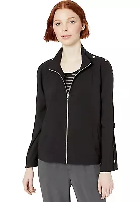 NWT BB Dakota Women's Jacket Heavy Crepe Long Snap Sleeve Black Color.Size L • $50.95