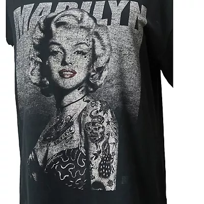 Marilyn Monroe Tattoo Red Carpet Noir Unisex Sz M Medium Faded Black T Shirt • $8.96