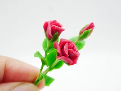 1 Pc Miniature Rose Flower Clay Dollhouse Handmade Decor 1:12 Scale #2 • $1.96