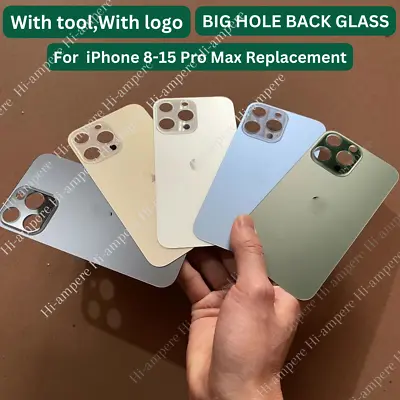 Lot For IPhone 15 14 13 12 11 XS XR 8 Back Glass Replacement Big Hole Rear Cover • $18.52