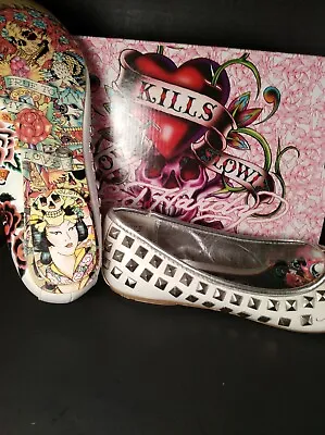 Ed Hardy SALE Studded Shoes Size 6 + BONUS Geisha Girl BOOTS!+Ed Hardy DownCoat • $259