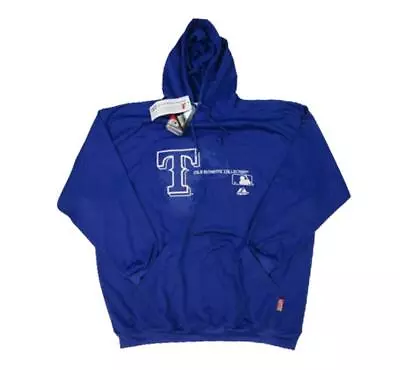 NEW Texas Rangers Mens Sizes 3XL-4XL-5XL Blue Majestic Therma Base Hoodie • $25.19