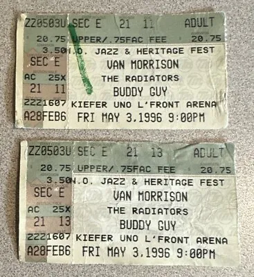 Pair Of Van Morrison & Buddy Guy Concert Tickets May 3 1996 Jazz & Heritage Fest • $11.95