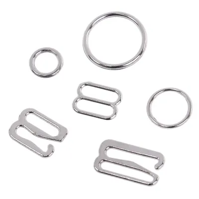 100 Silver Metal Bra Strap Adjuster Slider/hooks/o Ring Lingerie Sewing CrafMF • $3.57