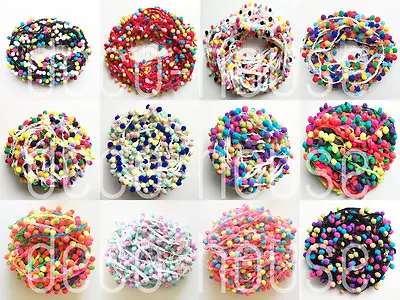 £2.29 • Buy 100 Designs! Balls Tassels Rainbow Pom Pom Bobble Trim Ribbon Craft Upholstery 