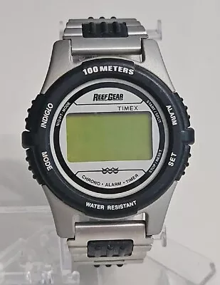 Timex Reef Gear Digital Watch Gray Black Metal Band • $25