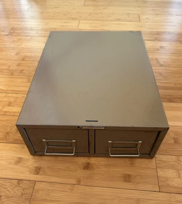 $45 • Buy Vintage Metal Steel Master Index Card File Holder Stackable Cabinet 16x12.5x5