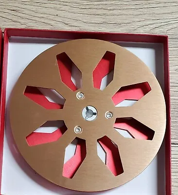 Reel To Reel Gold/red Metal 7  Takeup Reel New 1/4  Tape Us Shipping! • $44.95