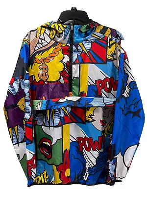 Reason Brand Comic Strip Drip POW! Money Windbreaker Jacket Anorak LARGE • $24.99